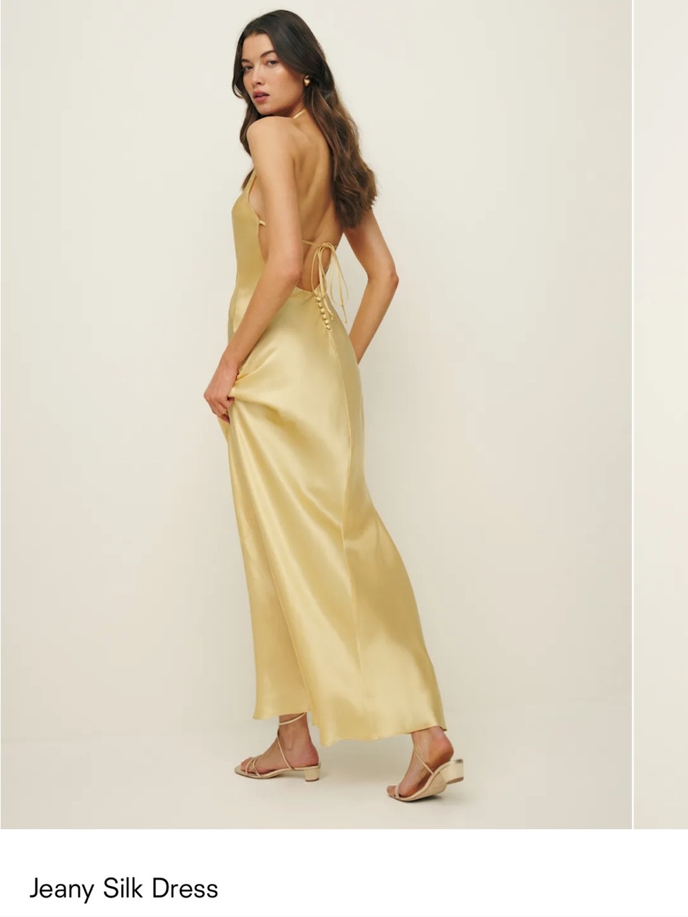 Reformation Jeany Silk Dress Gold Maxi Dress Size XS